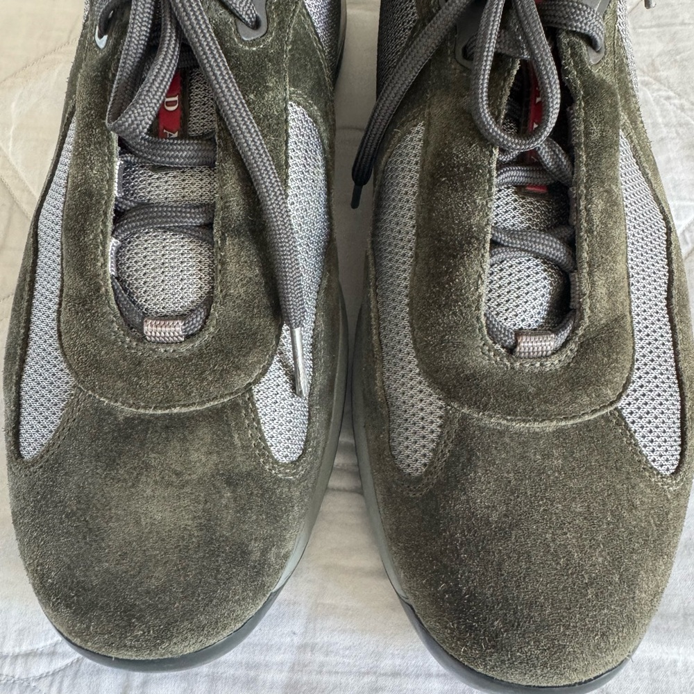 Prada Americas Cup PS0906 men’s suede Sage colored sneaker - Picture 11 of 11
